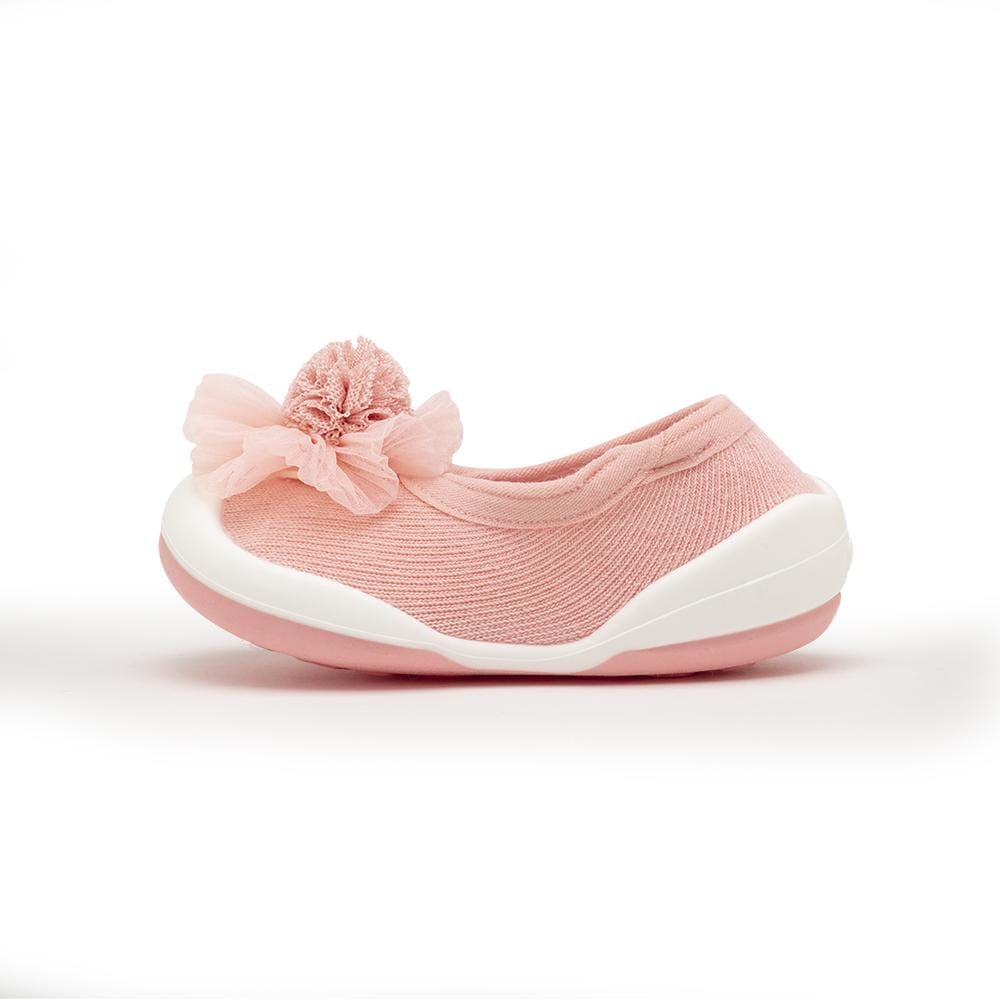 Komuello Flat Pompom Flower Baby Rubber Sole Sock Shoes Komuello Flat Pompom Flower Baby Rubber Sole Sock Shoes 