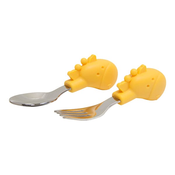 Marcus & Marcus Palm Grasp Spoon & Fork Set Lola Yellow Giraffe MNMBB12-GF