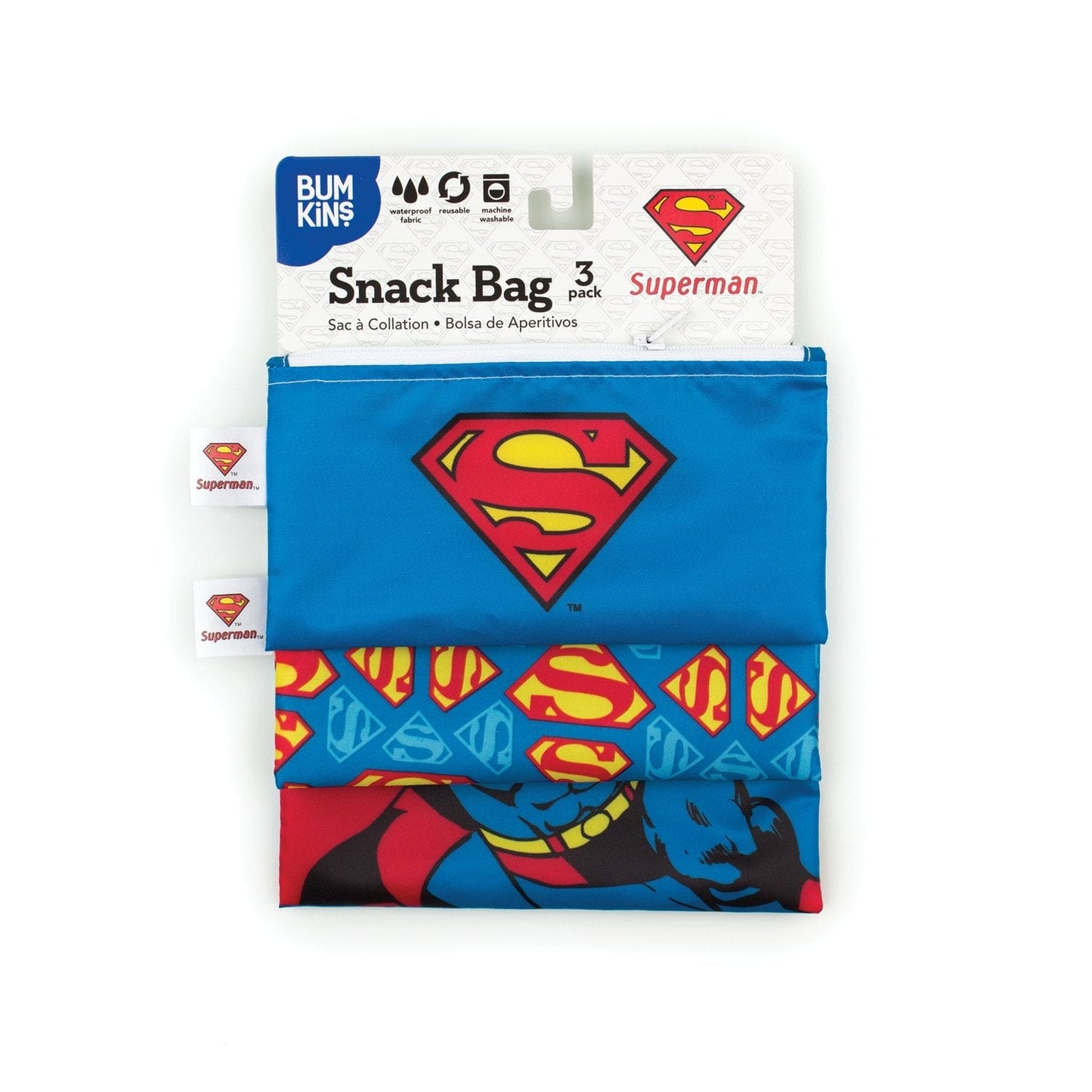 Bumkins DC Comics™ Superman Reusable Snack Bag - 3 Pack Bumkins DC Comics™ Superman Reusable Snack Bag - 3 Pack 