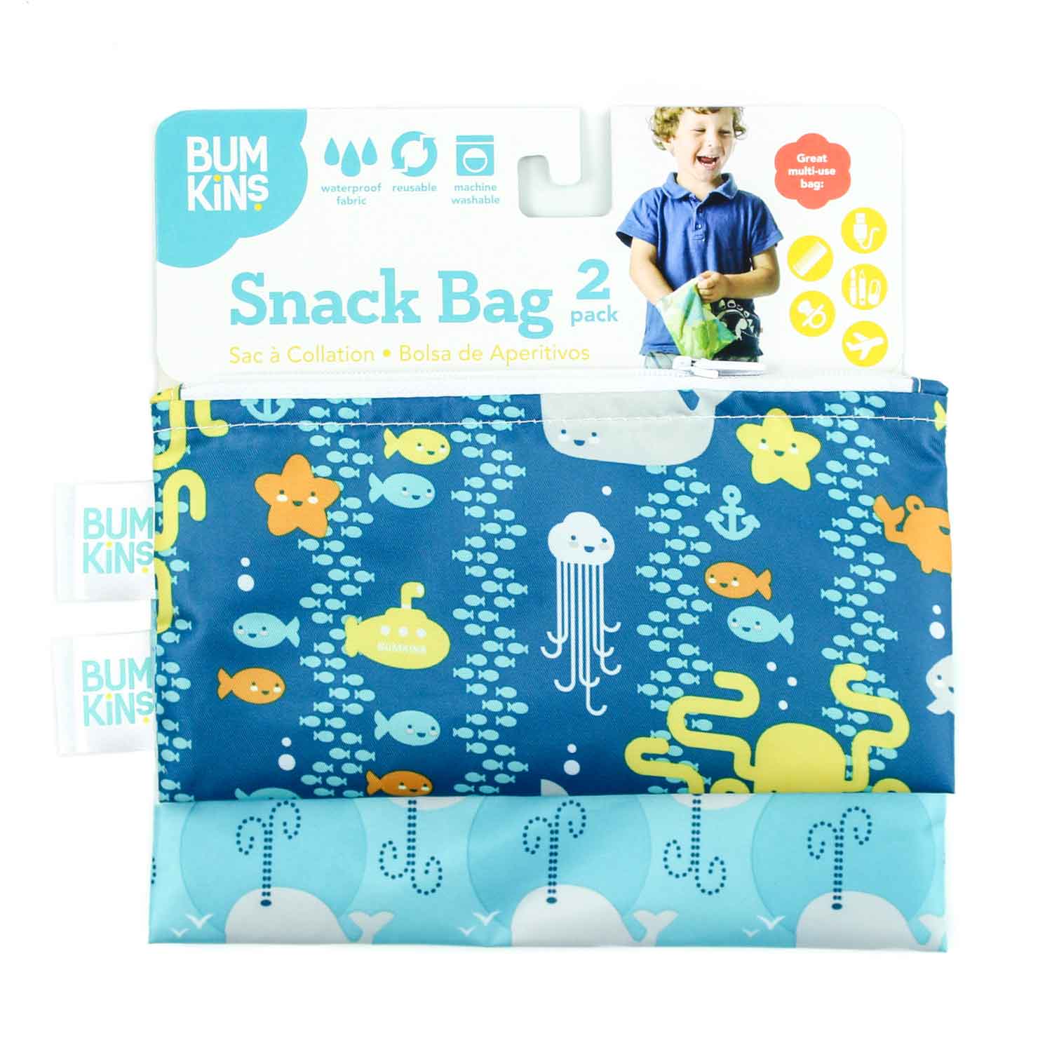 Bumkins Reusable Small Snack Bag, Set of 2 Bumkins Reusable Small Snack Bag, Set of 2 