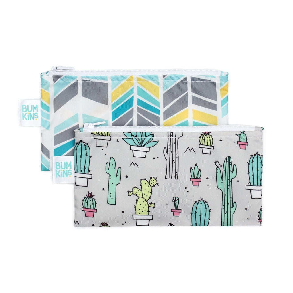 Bumkins Reusable Small Snack Bag, Set of 2 Quill and Cacti B04R0S529XXXXX