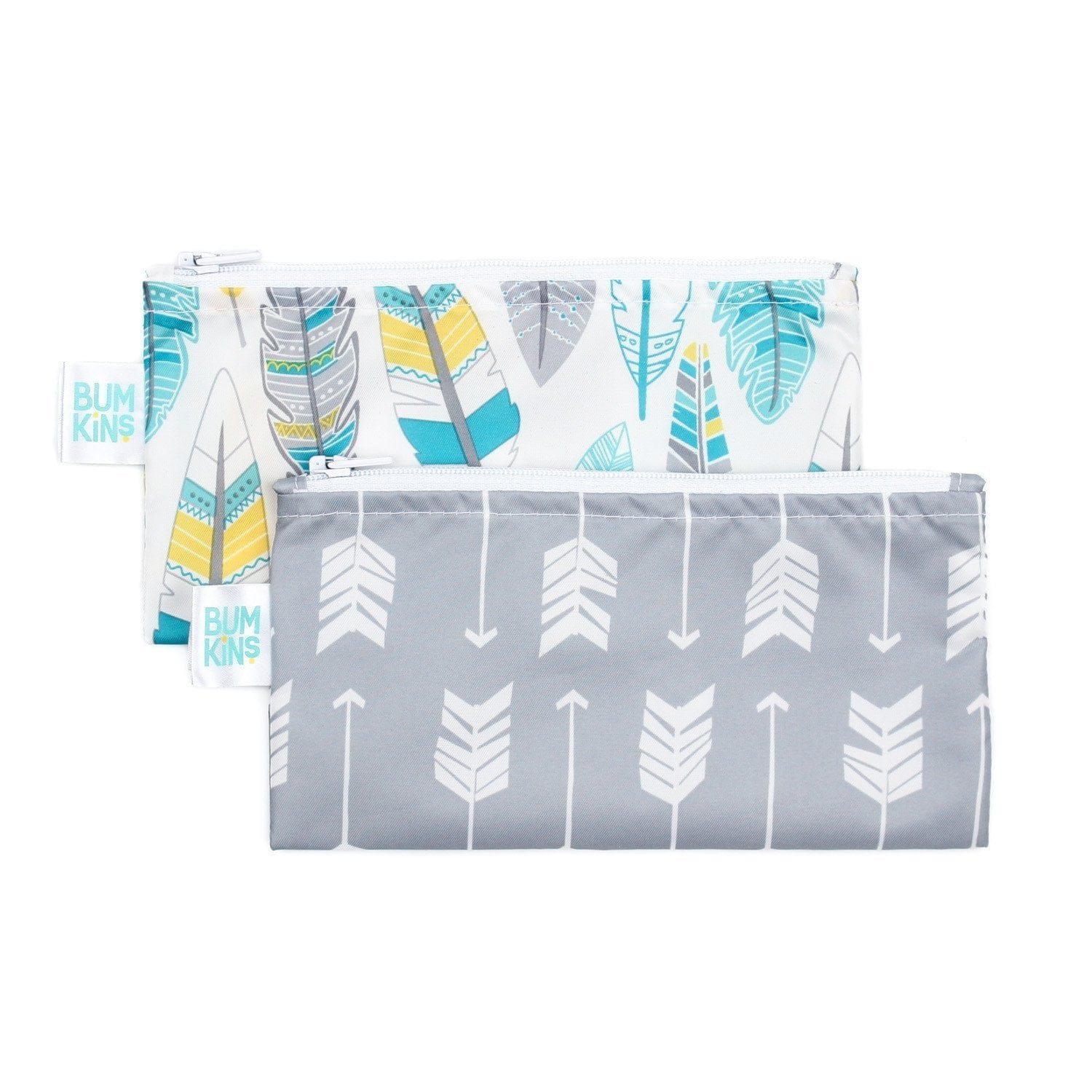 Bumkins Reusable Small Snack Bag, Set of 2 Feathers and Arrow B04R0S514XXXXX