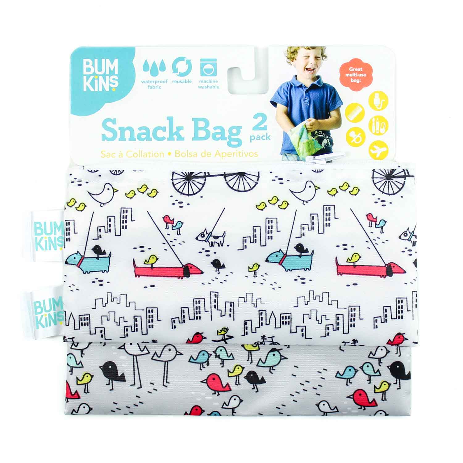 Bumkins Reusable Small Snack Bag, Set of 2 Bumkins Reusable Small Snack Bag, Set of 2 