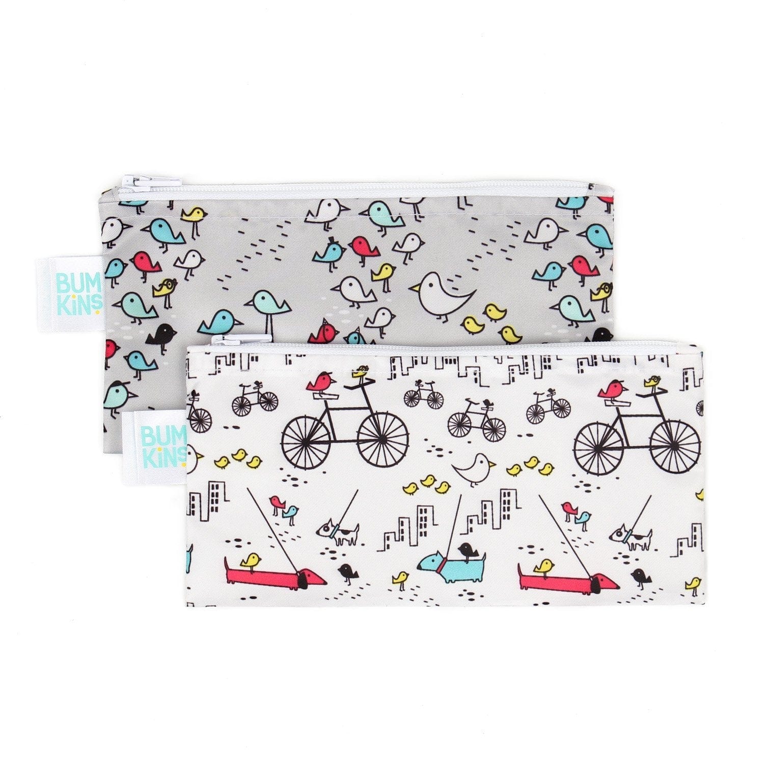 Bumkins Reusable Small Snack Bag, Set of 2 Bird Park and Urban Bird B04R0S514XXXXX