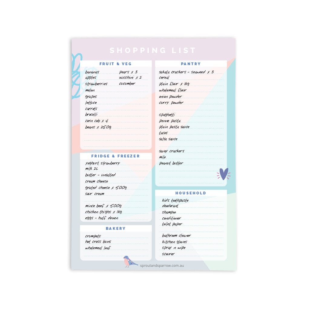 Sprout and Sparrow A5 Shopping List Magnet Notepad Sprout and Sparrow A5 Shopping List Magnet Notepad 