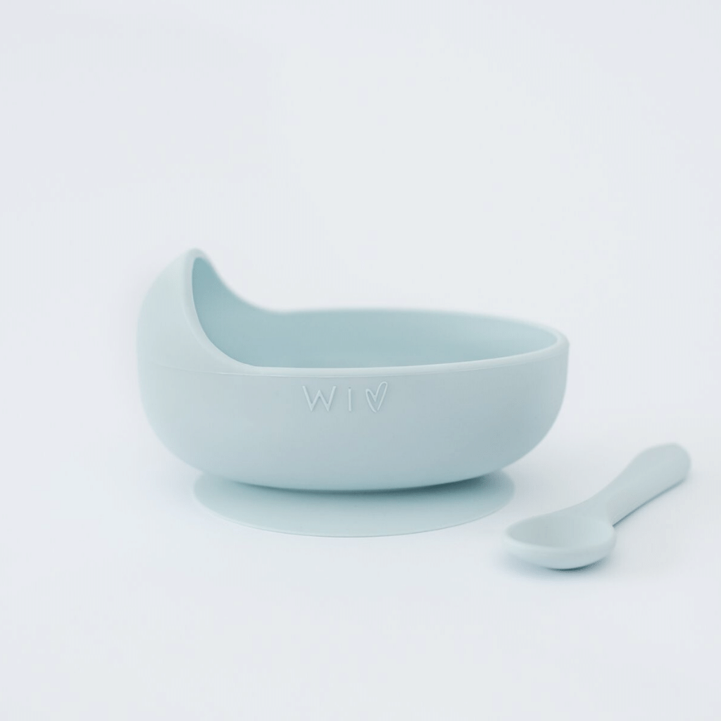 Wild Indiana Baby Silicone Suction Bowl + Spoon Duck Egg Blue WI-BOW-SILI-DEBL