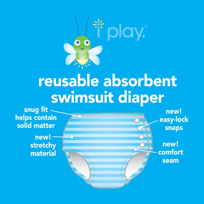 iPlay Snap Reusable Absorbent Swimsuit Diaper - Light Pink Poppy iPlay Snap Reusable Absorbent Swimsuit Diaper - Light Pink Poppy 