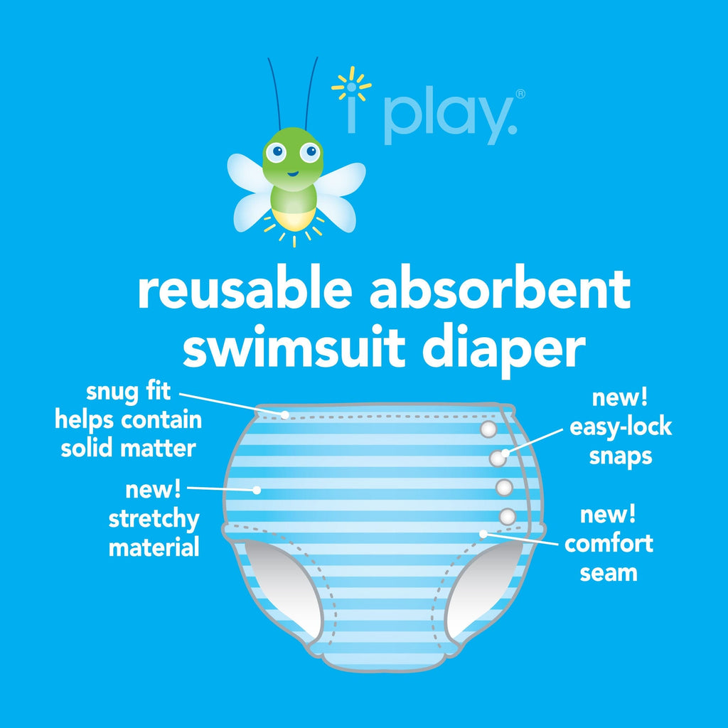 iPlay Snap Reusable Absorbent Swimsuit Diaper - Aqua Jungle iPlay Snap Reusable Absorbent Swimsuit Diaper - Aqua Jungle 