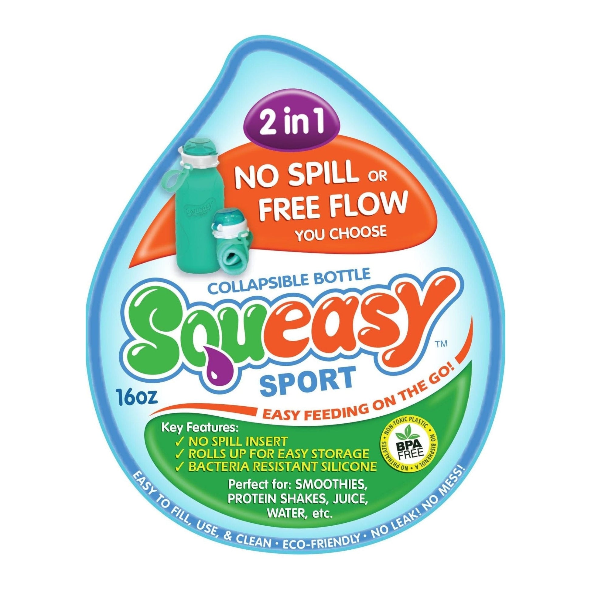 Squeasy Sport Silicone Reusable Collapsible Bottle 480ml Squeasy Sport Silicone Reusable Collapsible Bottle 480ml 
