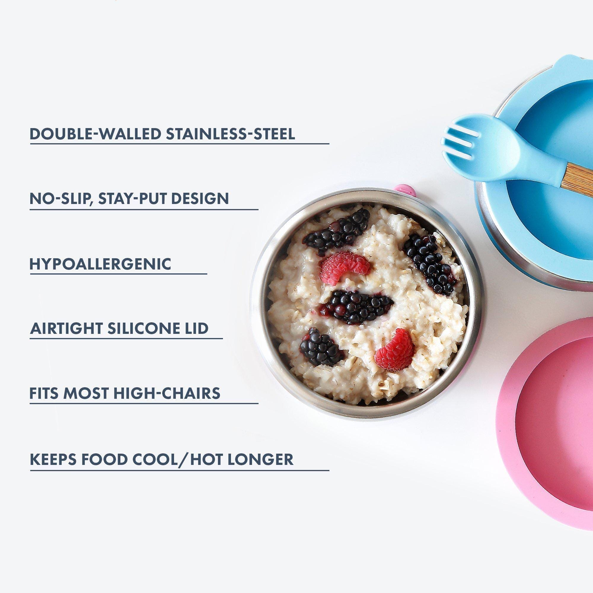 Avanchy Stainless Steel Baby Bowl with Spoon + Air Tight Lid Avanchy Stainless Steel Baby Bowl with Spoon + Air Tight Lid 
