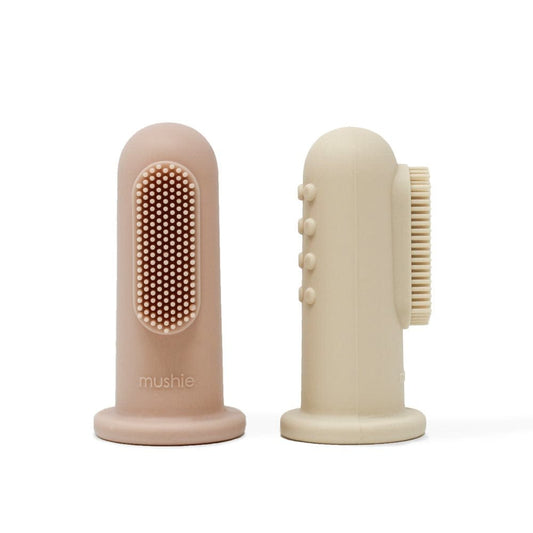 Mushie Silicone Finger Toothbrush - Shifting Sand/Blush Mushie Silicone Finger Toothbrush - Shifting Sand/Blush 