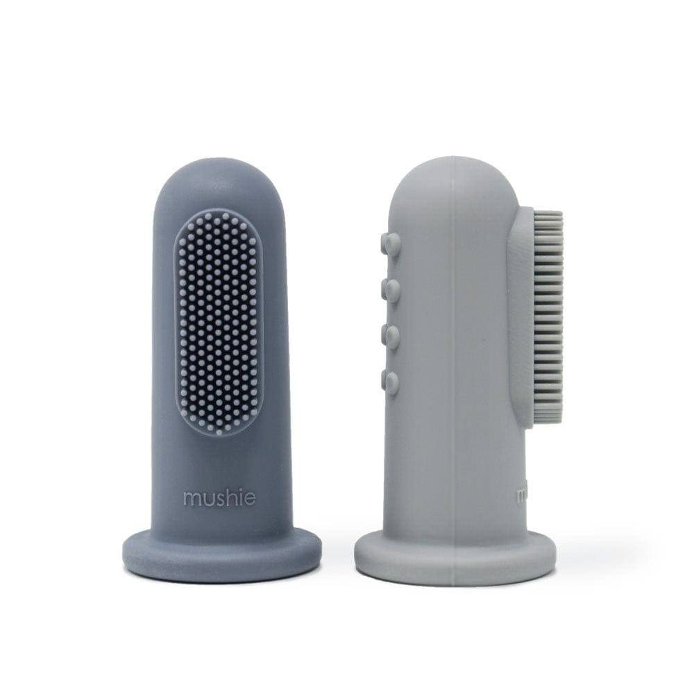 Mushie Silicone Finger Toothbrush - Tradewinds/Stone Mushie Silicone Finger Toothbrush - Tradewinds/Stone 