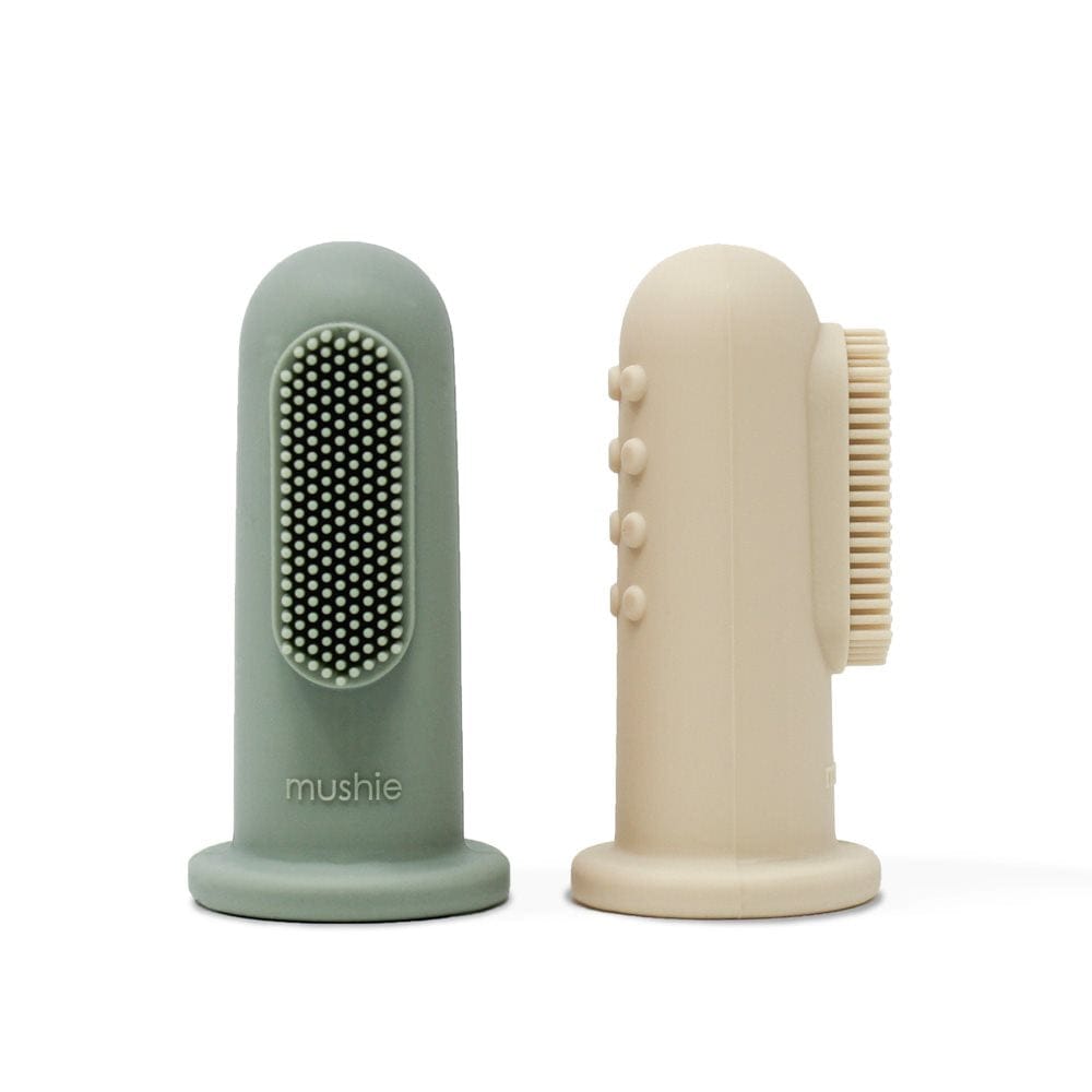 Mushie Silicone Finger Toothbrush - Shifting Sand/Cambridge Blue Mushie Silicone Finger Toothbrush - Shifting Sand/Cambridge Blue 