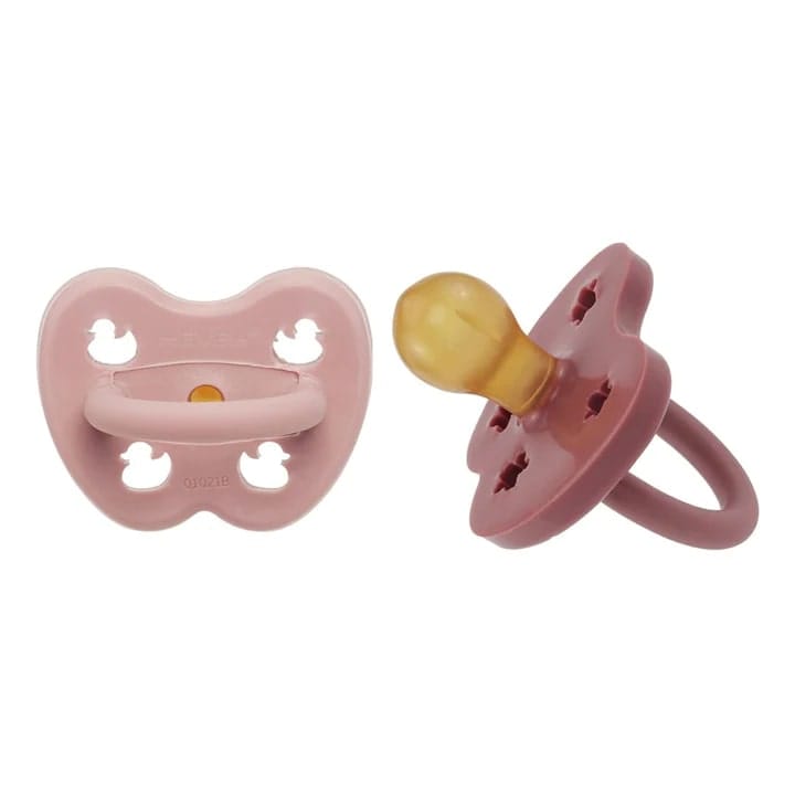 Hevea Natural Rubber Pacifier Round 3-36 Months Two-pack Baby Blush & Rosewood HE-CP-R-2PK-BB-RW-3-36