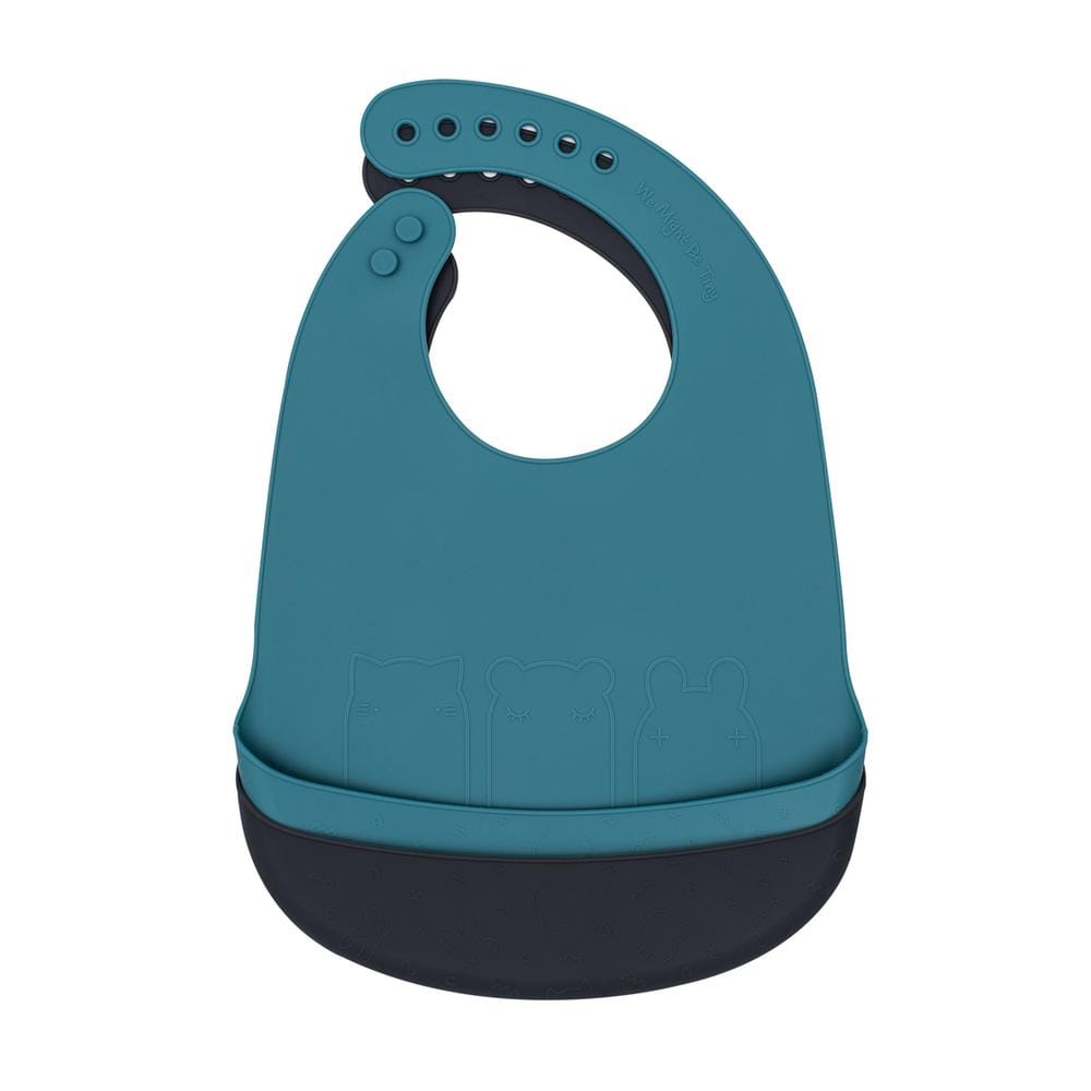 We Might Be Tiny Catchie Silicone Bibs, Set of 2 Blue Dusk and Charcoal WMBT-TICB02