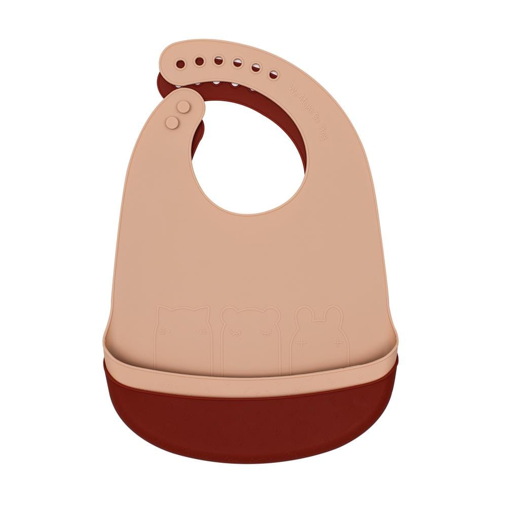 We Might Be Tiny Catchie Silicone Bibs, Set of 2 Rust and Beige WMBT-TICB04
