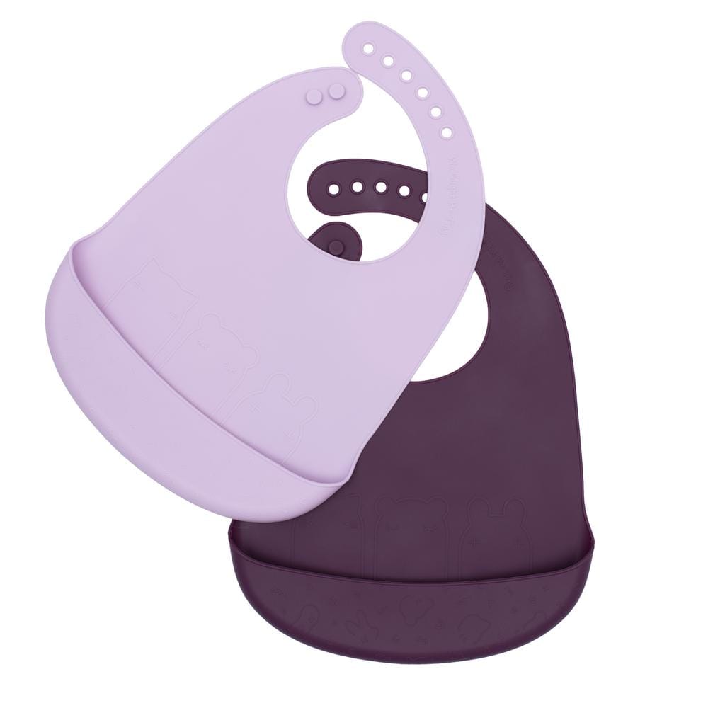 We Might Be Tiny Silicone Catchie Silicone Bibs, Set of 2 - Plum + Lilac We Might Be Tiny Silicone Catchie Silicone Bibs, Set of 2 - Plum + Lilac 