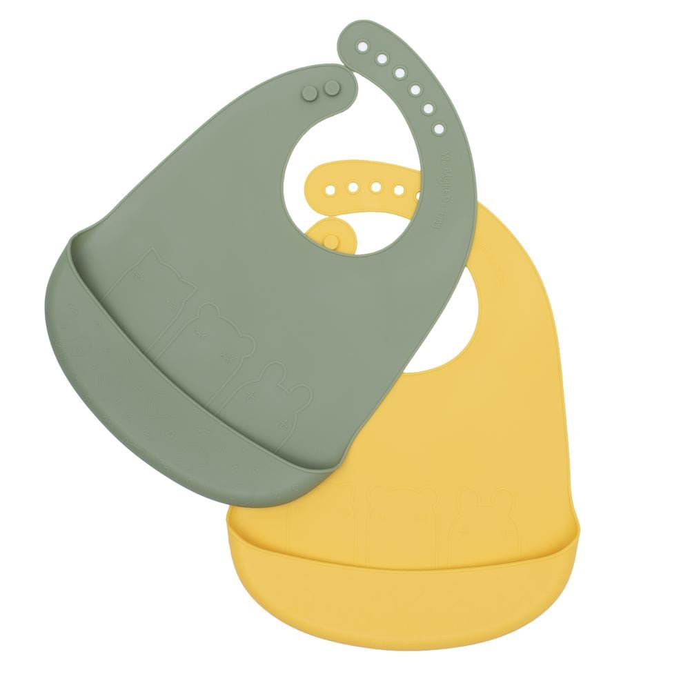We Might Be Tiny Silicone Catchie Silicone Bibs, Set of 2 - Sage + Yellow We Might Be Tiny Silicone Catchie Silicone Bibs, Set of 2 - Sage + Yellow 