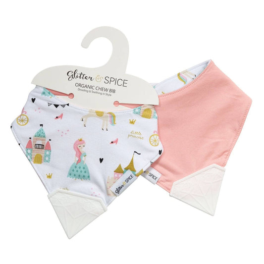 Glitter & Spice Double Sided Organic Chew Bib - Enchanted Kingdom / Forever Pink Glitter & Spice Double Sided Organic Chew Bib - Enchanted Kingdom / Forever Pink 