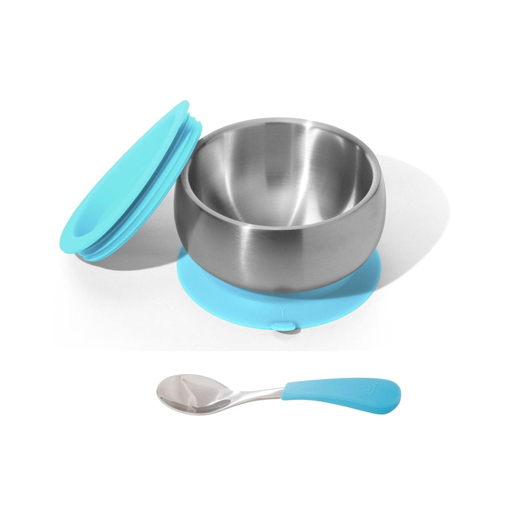 Avanchy Stainless Steel Baby Bowl with Spoon + Air Tight Lid Blue AVA-SSBLBSPBS