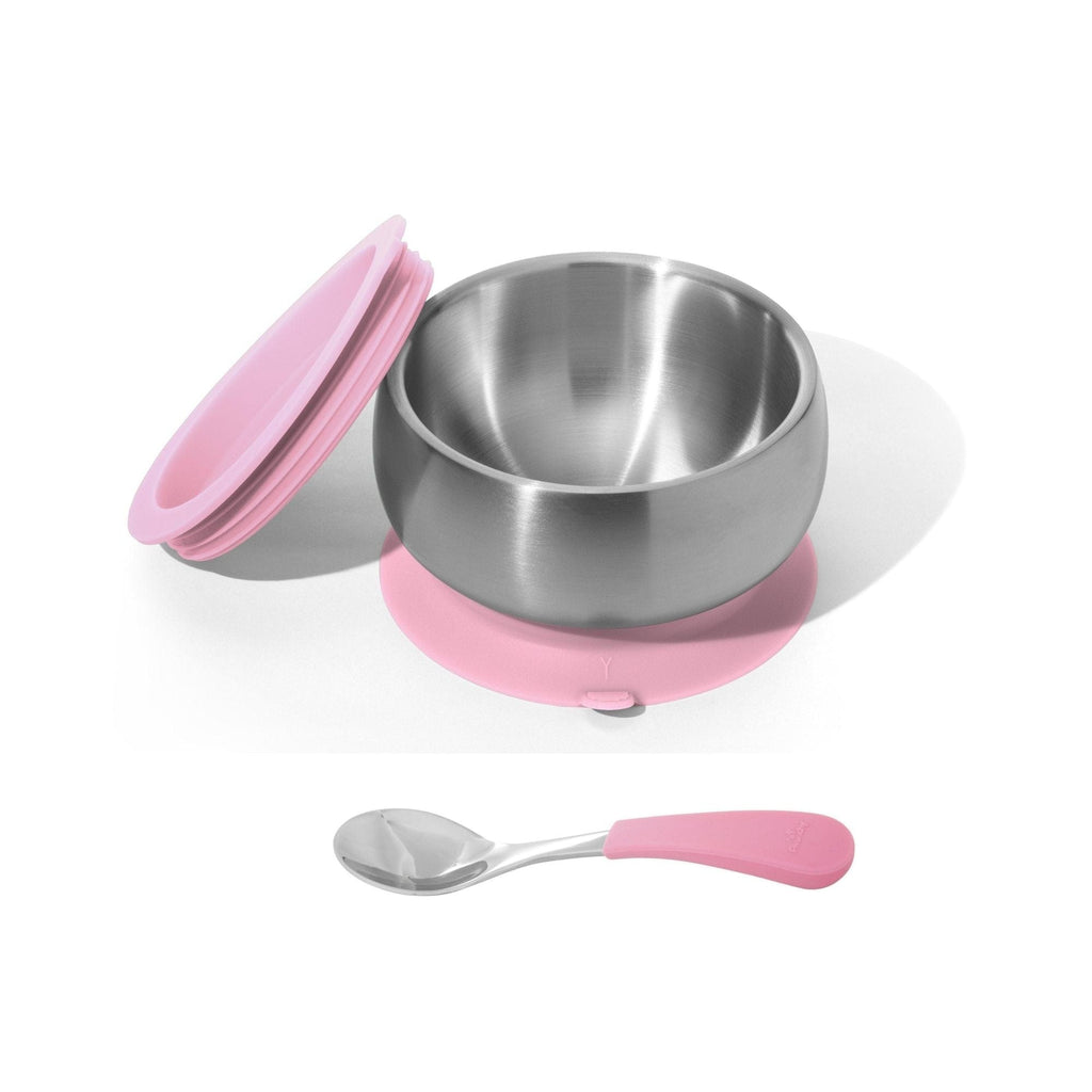 Avanchy Stainless Steel Baby Bowl with Spoon + Air Tight Lid Pink AVA-SSBLBSPPS
