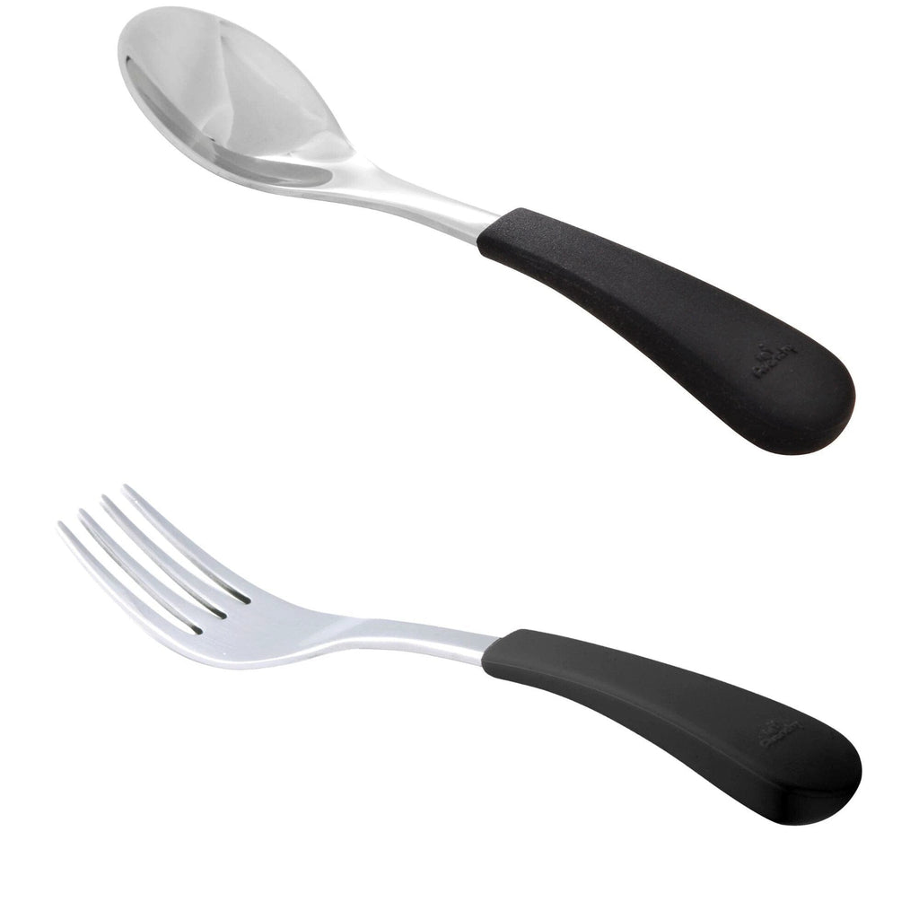 Avanchy Stainless Steel Fork & Baby Spoon Set Black AV-SSBSPF-BK