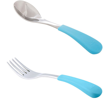 Avanchy Stainless Steel Fork & Baby Spoon Set Blue AV-SSBSPF-BL