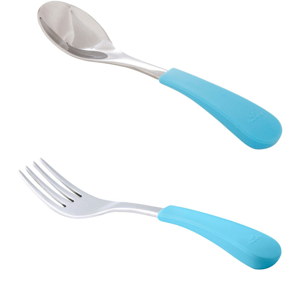 Avanchy Stainless Steel Fork & Baby Spoon Set Blue AV-SSBSPF-BL