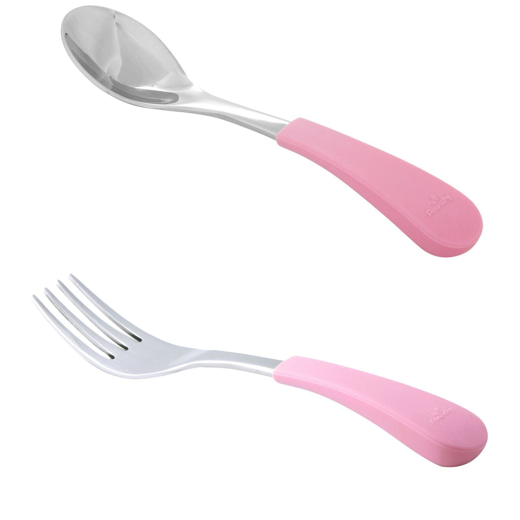 Avanchy Stainless Steel Fork & Baby Spoon Set Pink AV-SSBSPF-PK