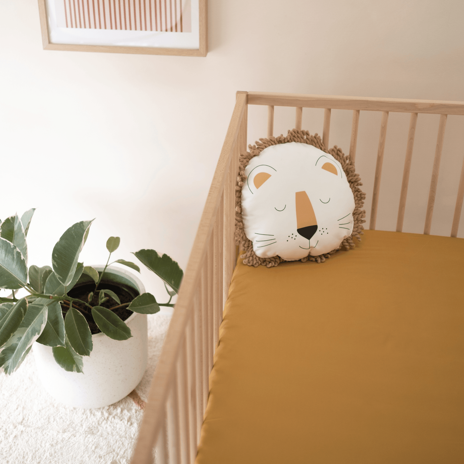 Mulberry Threads 100% Organic Bamboo Cot Fitted Sheet Mustard MTC-OB-01-1-BCS-FIT-MUS