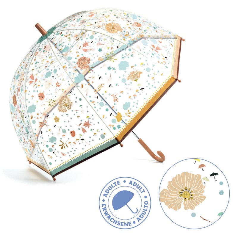 Djeco Little Flowers Transparent PVC Adult Umbrella Djeco Little Flowers Transparent PVC Adult Umbrella 