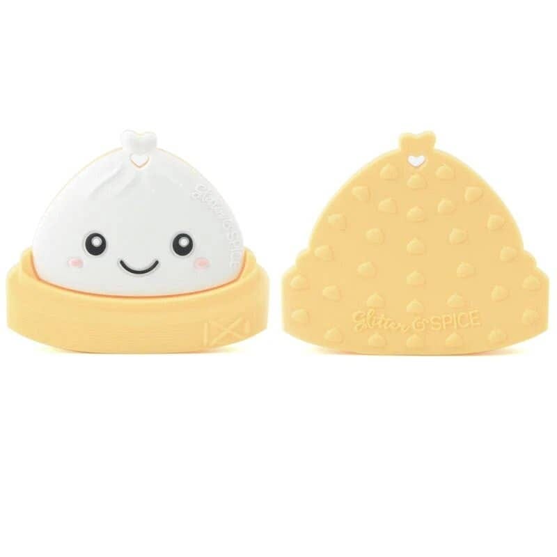 Glitter & Spice Dim Sum Bao Silicone Teether with Pacifier Clip Glitter & Spice Dim Sum Bao Silicone Teether with Pacifier Clip 