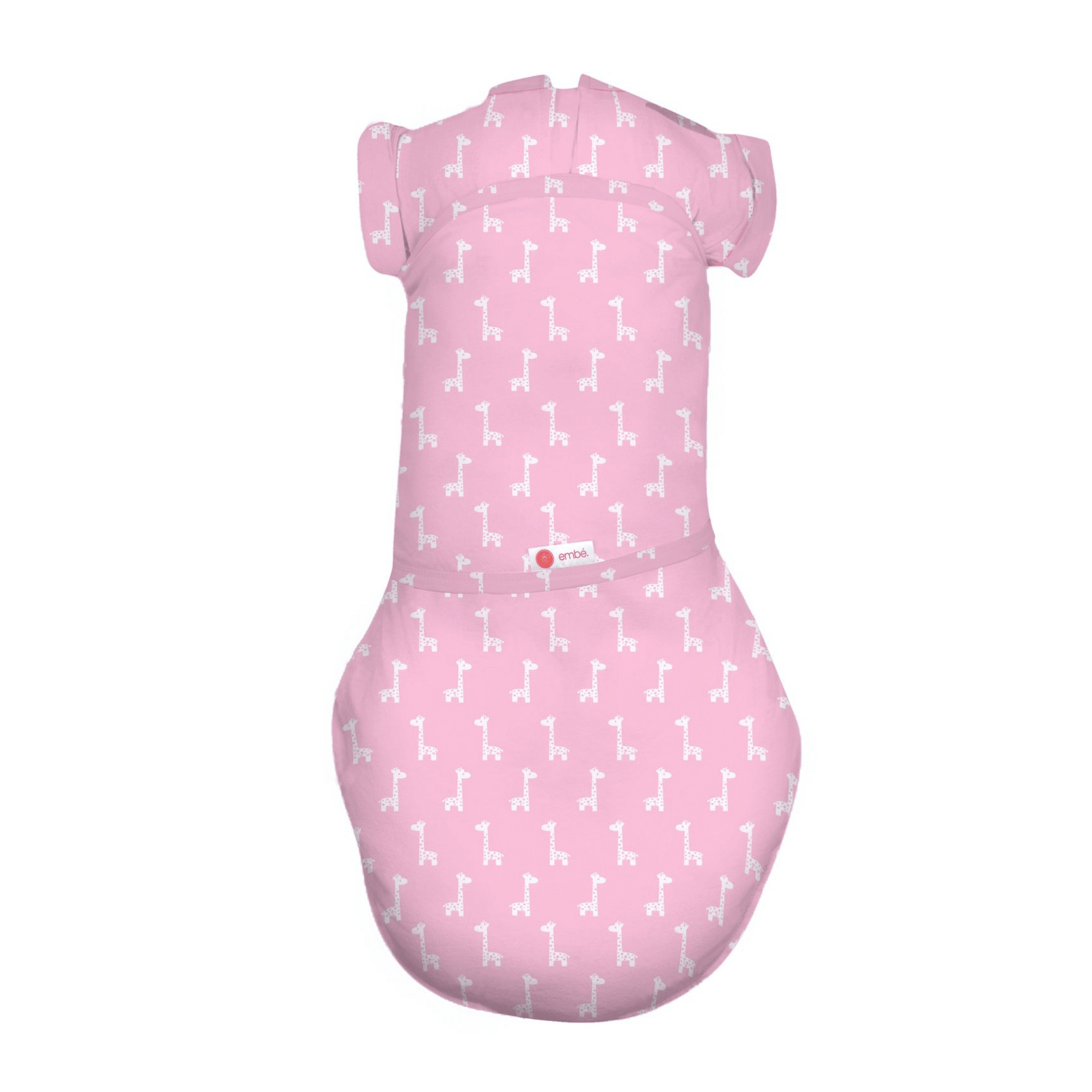embé Short Sleeve Transitional 2-Way Swaddle Sack (3-6mos) Pink Giraffes EB-TRAN-SWA-3-36M-PKGIR