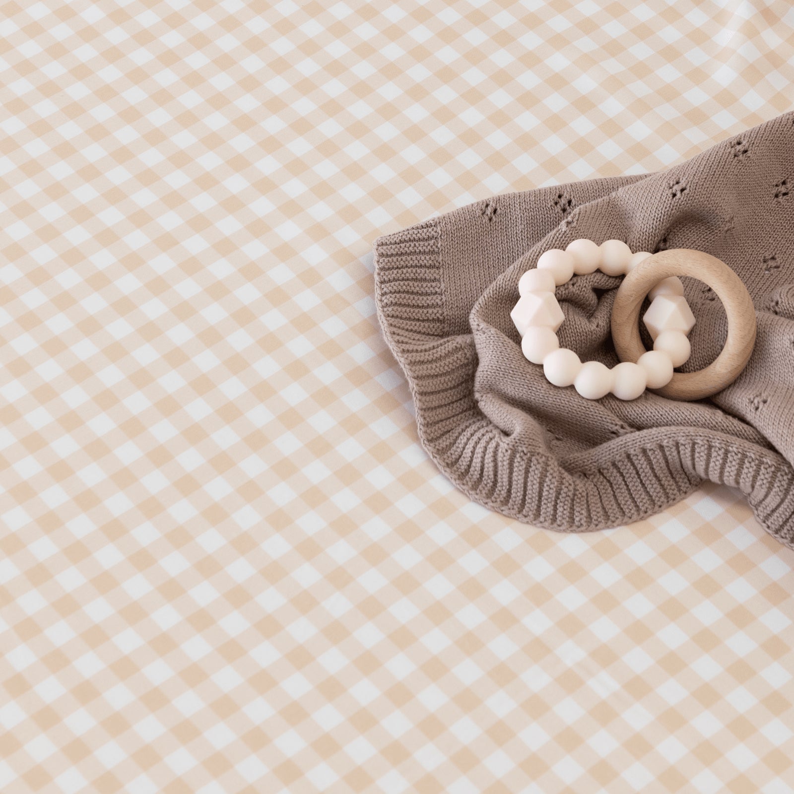 Mulberry Threads 100% Organic Bamboo Bassinet Fitted Sheet Oat Gingham MTC-OB-01-11-BBS-FIT-OGI