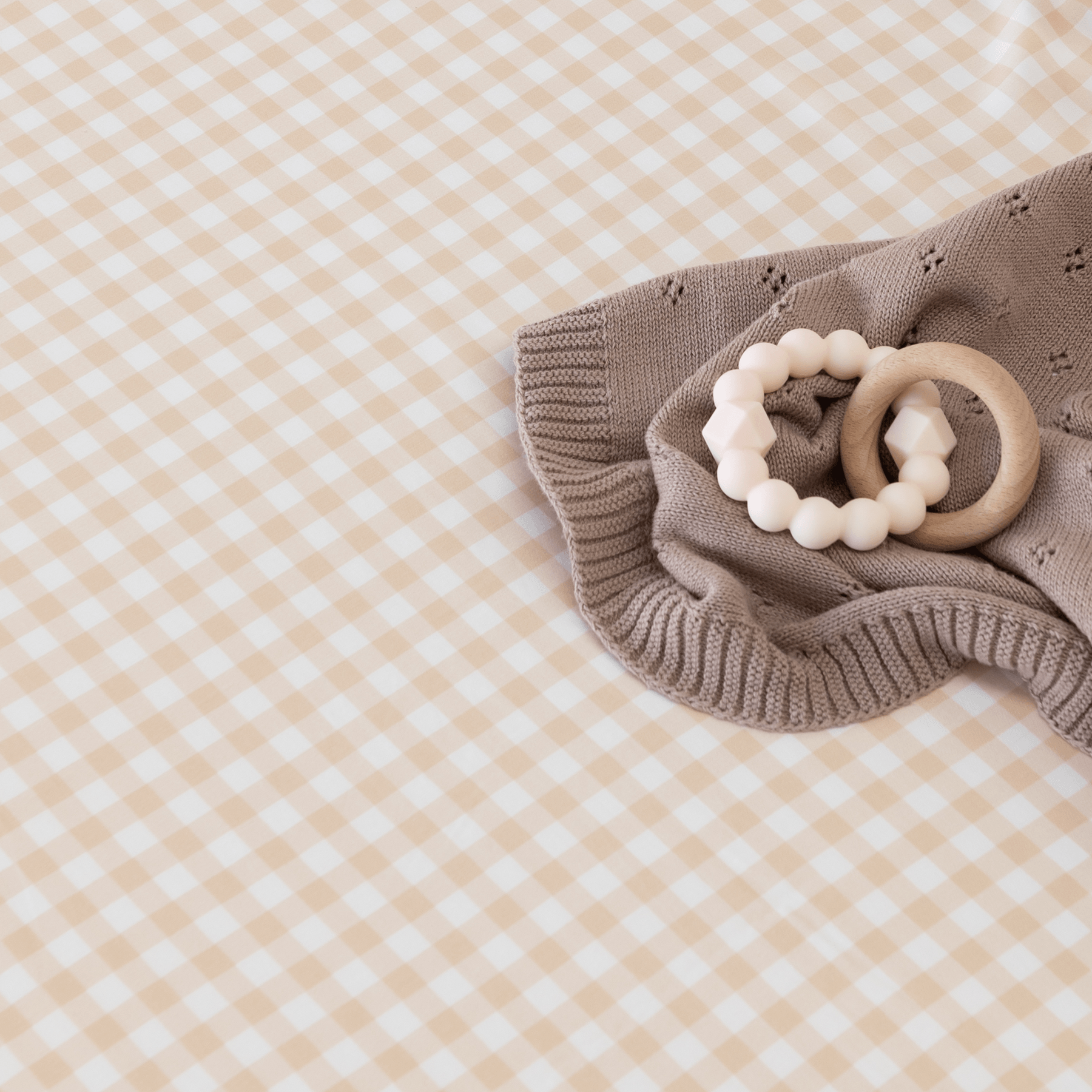 Mulberry Threads 100% Organic Bamboo Bassinet Fitted Sheet Oat Gingham MTC-OB-01-11-BBS-FIT-OGI
