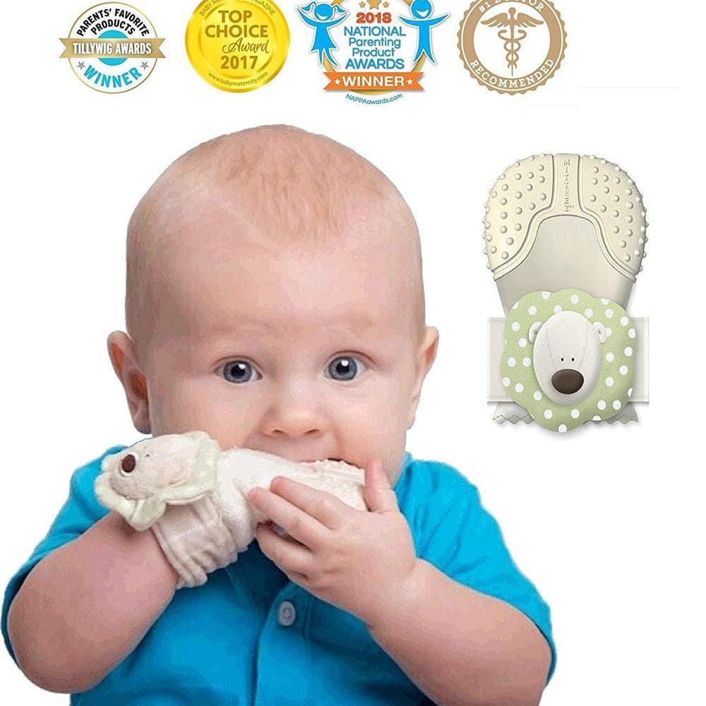 Mitteez Organic Teething Mitten - Pea Bear Mitteez Organic Teething Mitten - Pea Bear 