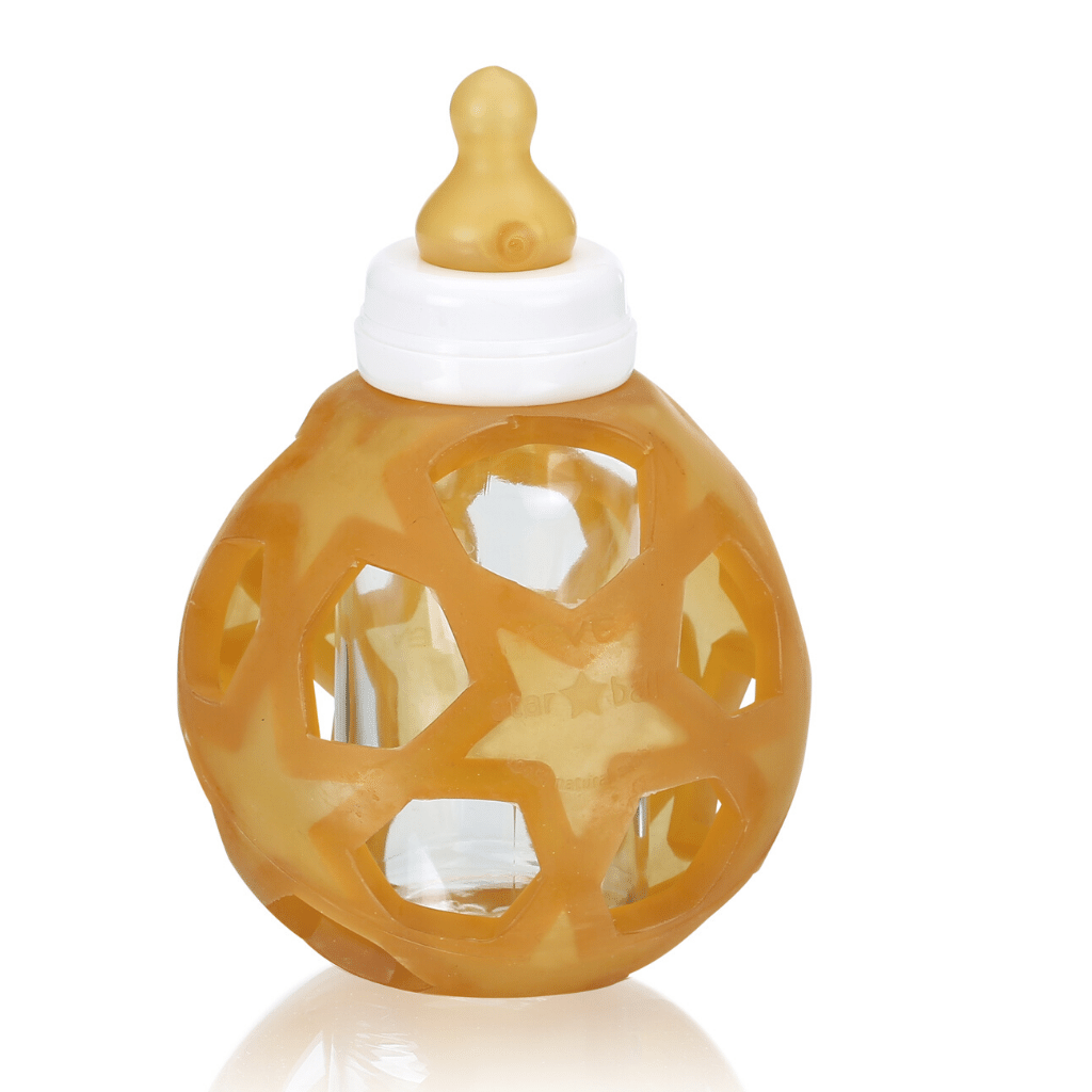 Hevea 2 in 1 Baby Glass Bottle with Star Ball Hevea 2 in 1 Baby Glass Bottle with Star Ball 
