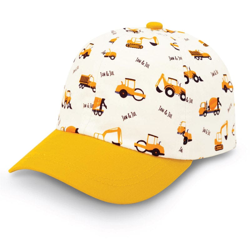 Jan & Jul Kids Cotton UPF 50+ Adjustable Xplorer Cap Yellow Little Diggers / Large (2-12 years old) HXP-LDG-L