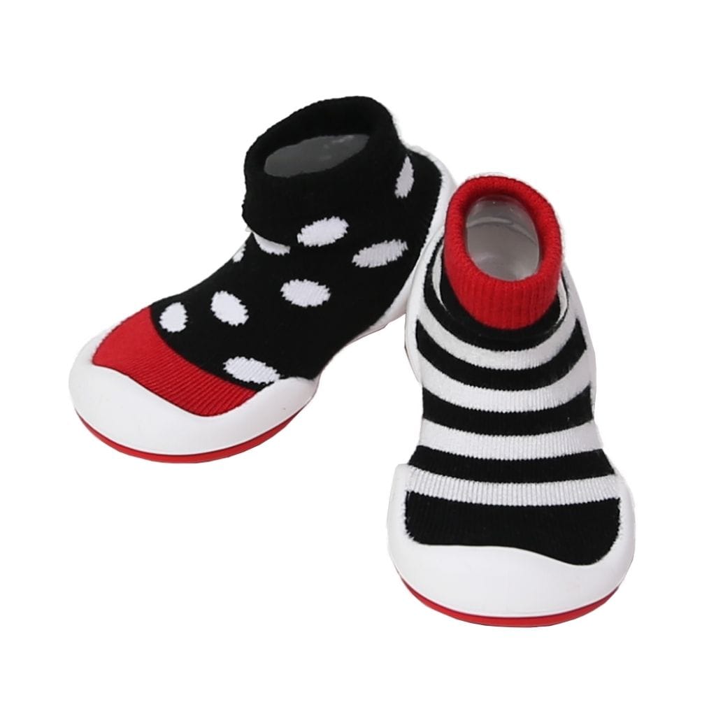 Komuello Dot Stripe Baby Rubber Sole Sock Shoes Komuello Dot Stripe Baby Rubber Sole Sock Shoes 