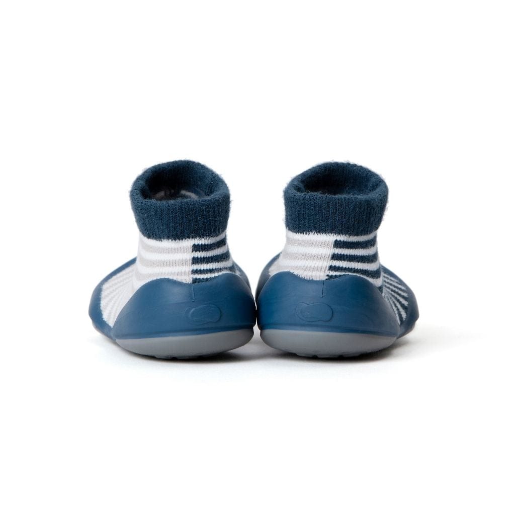Komuello Half Stripe Navy Baby Rubber Sole Sock Shoes Komuello Half Stripe Navy Baby Rubber Sole Sock Shoes 