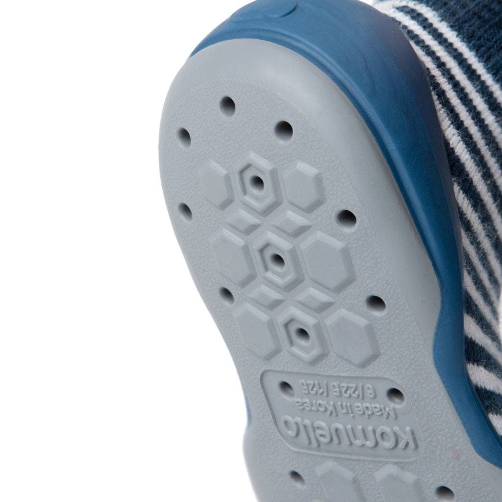 Komuello Half Stripe Navy Baby Rubber Sole Sock Shoes Komuello Half Stripe Navy Baby Rubber Sole Sock Shoes 
