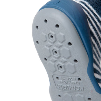 Komuello Half Stripe Navy Baby Rubber Sole Sock Shoes Komuello Half Stripe Navy Baby Rubber Sole Sock Shoes 