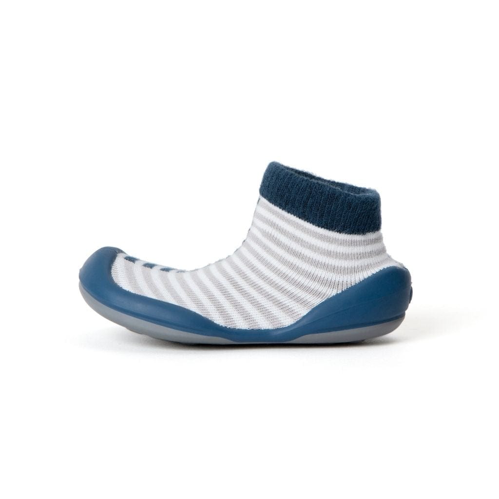 Komuello Half Stripe Navy Baby Rubber Sole Sock Shoes Komuello Half Stripe Navy Baby Rubber Sole Sock Shoes 