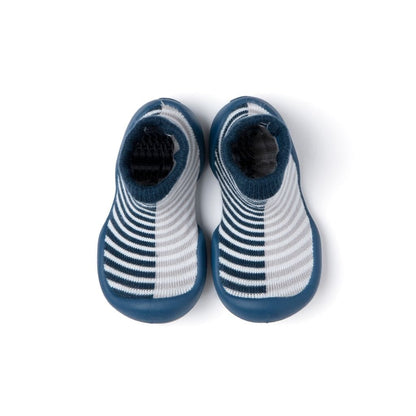 Komuello Half Stripe Navy Baby Rubber Sole Sock Shoes Komuello Half Stripe Navy Baby Rubber Sole Sock Shoes 