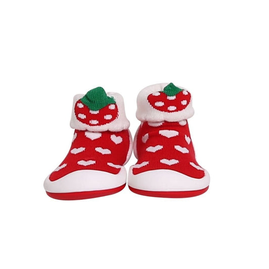 Komuello Hi, Strawberry Baby Rubber Sole Sock Shoes Komuello Hi, Strawberry Baby Rubber Sole Sock Shoes 