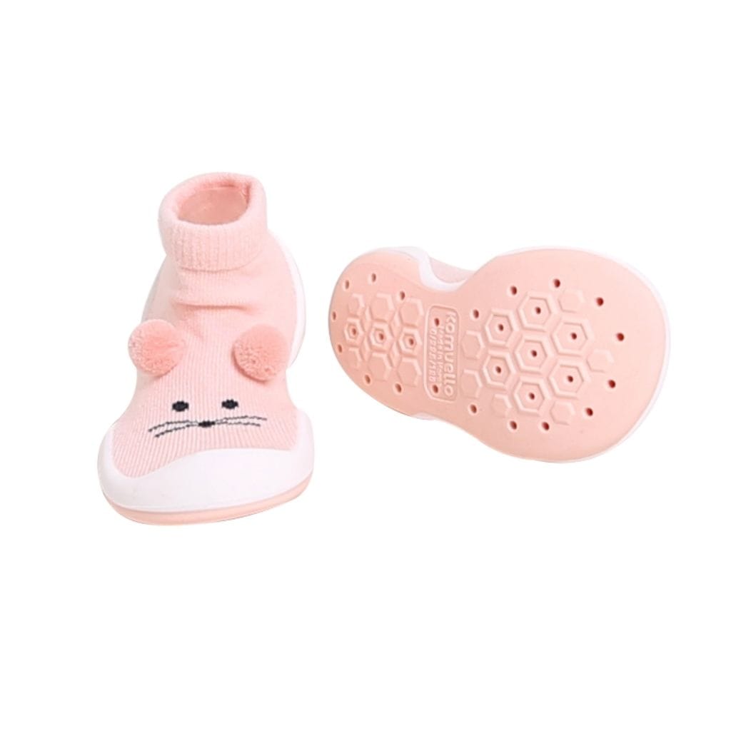 Komuello Pompom Mouse Baby Rubber Sole Sock Shoes Komuello Pompom Mouse Baby Rubber Sole Sock Shoes 