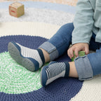 Komuello Half Stripe Navy Baby Rubber Sole Sock Shoes Komuello Half Stripe Navy Baby Rubber Sole Sock Shoes 