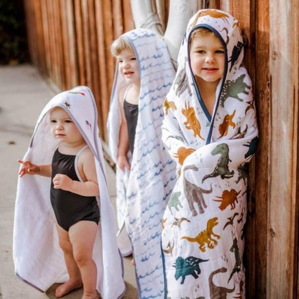 Little Unicorn Big Kid Hooded Towel - Dino Friends Little Unicorn Big Kid Hooded Towel - Dino Friends 