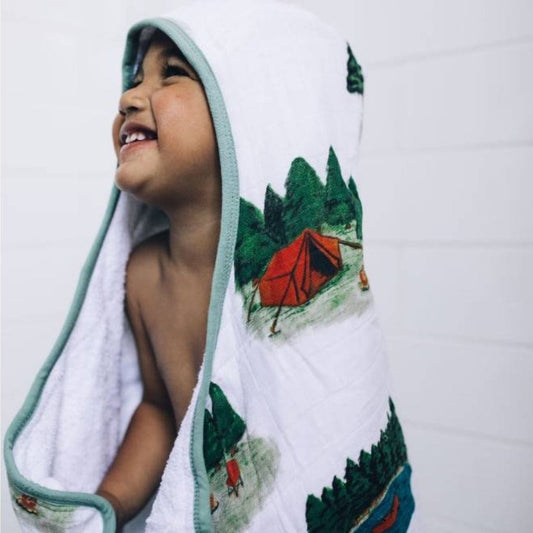 Little Unicorn Big Kid Hooded Towel - Happy Camper Little Unicorn Big Kid Hooded Towel - Happy Camper 