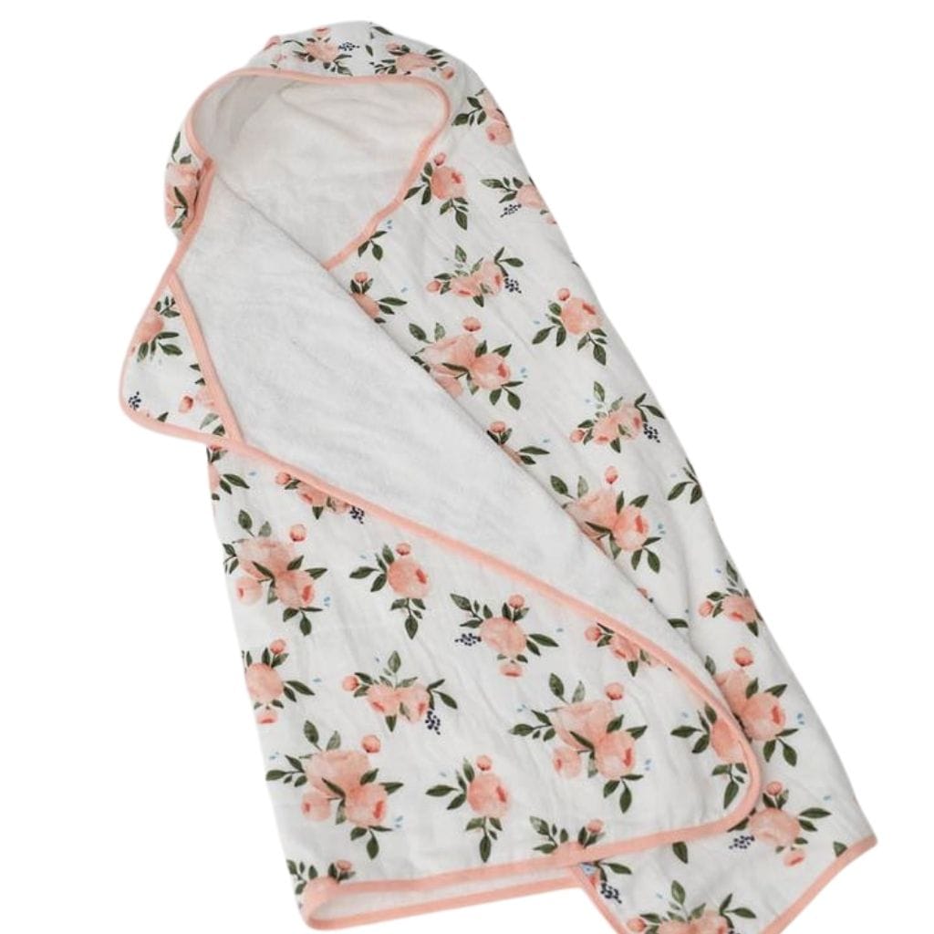 Little Unicorn Big Kid Hooded Towel - Watercolor Roses Little Unicorn Big Kid Hooded Towel - Watercolor Roses 